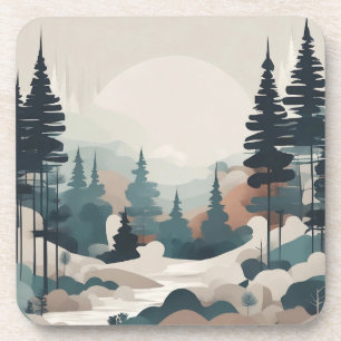 Boho Forest Landschap Kunstwerk Bier Onderzetter