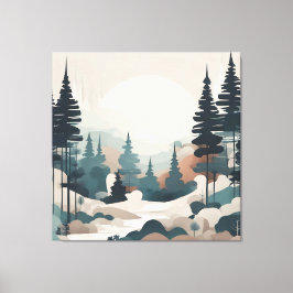 Boho Forest Landschap Kunstwerk Canvas Afdruk