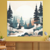 Boho Forest Landschap Kunstwerk Canvas Afdruk (Insitu (Woonkamer))