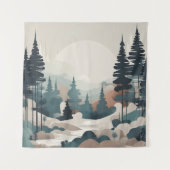 Boho Forest Landschap Kunstwerk Wandkleed (Voorkant)