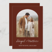 Boho-foto-boog Save The Date Terracotta  Kaart (Voorkant / Achterkant)