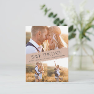 Boho Foto Collage Rustic Wedding Save the Date Aankondigingskaart