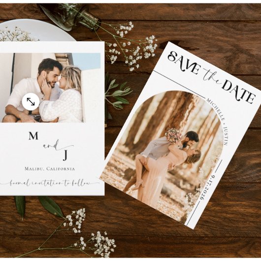 Boho-foto | Moderne 'Save the Date'  Kaart