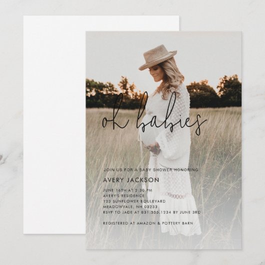 Boho foto Oh baby's Baby shower Kaart (Voorkant / Achterkant)