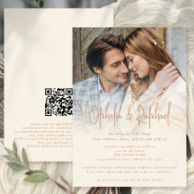 Boho foto overlay QR terracotta crème bruiloft