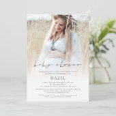 Boho foto Overlay Script Boheemse Baby shower Kaart (Staand voorkant)