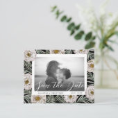 Boho Foto Tropical Floral Save the Date Wedding Briefkaart (Staand voorkant)