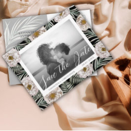 Boho Foto Tropische Bloemige Save the Date Huwelij Briefkaart