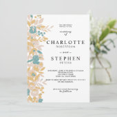 Boho fotobewerkbare florale waterverf bruiloft kaart (Staand voorkant)