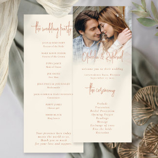 Boho Fotoscript Cream Terracotta Trouwprogramma Kaart