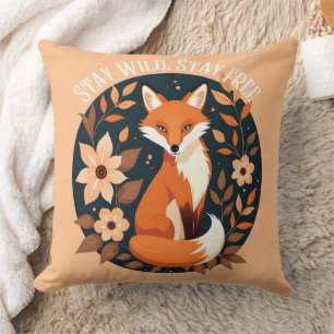 Boho Fox "Blijf wild, blijf vrij" Woodland Design Kussen