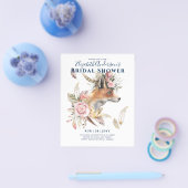 Boho FOX Bruiloft Feest Woodland Veren Bloemen Flyer (Enkel)