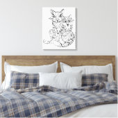 Boho Fox Doodle 6 Canvas Afdruk (Insitu (Slaapkamer))