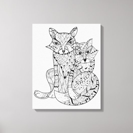 Boho Fox Doodle 6 Canvas Afdruk (Voorkant)