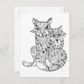 Boho Fox Doodle Briefkaart (Voorkant / Achterkant)