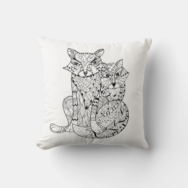 Boho Fox Doodle Kussen (Voorkant)