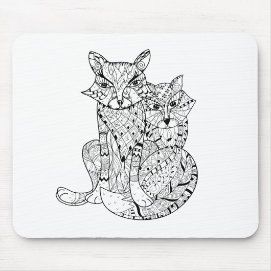 Boho Fox Doodle Muismat (Voorkant)