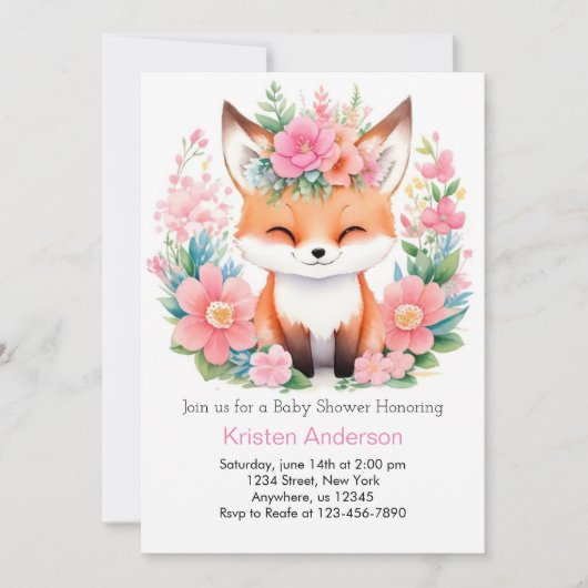 Boho Fox Forest Bliss Meisje Baby shower Kaart (Voorkant)