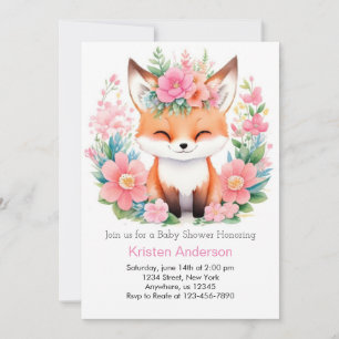 Boho Fox Forest Bliss Meisje Baby shower Kaart