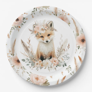 Boho Fox Girl Woodland Party Papieren Bordje