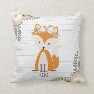 Boho Fox Grijs Hout Kussen