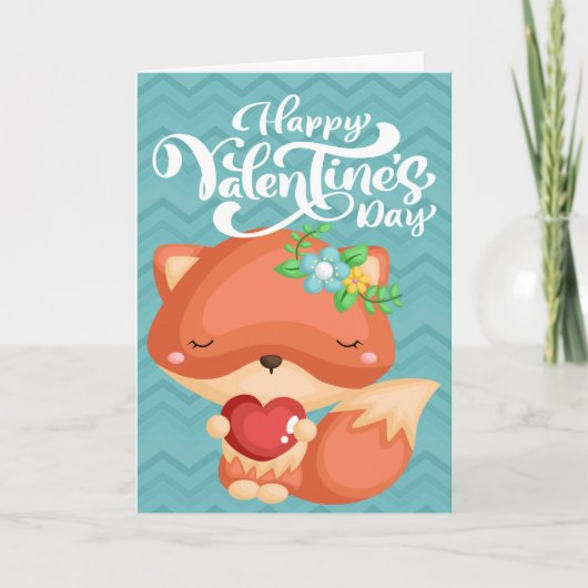 Boho Fox Happy Valentine's Day Kaart (Voorkant)