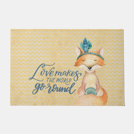 Boho Fox Love Quote Front Doormat Deurmat (Voorkant)