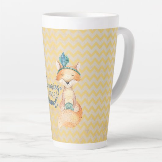 Boho Fox Love Quote Latte Mok (Rechterhoek)