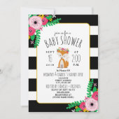 Boho Fox noir + blanc Baby shower Invitation (Devant)