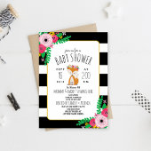 Boho Fox noir + blanc Baby shower Invitation