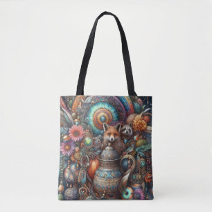 Boho Fox Raccoon Floral Design Draagtas