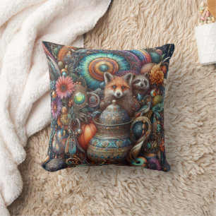 Boho Fox Raccoon Floral Design Kussen