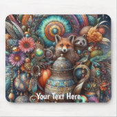 Boho Fox Raccoon Floral Design Muismat (Voorkant)