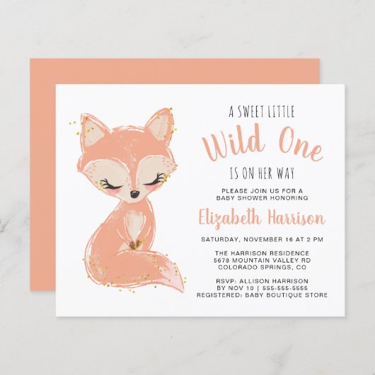 Boho Fox Terracotta Baby Girl Shower (Voorkant / Achterkant)
