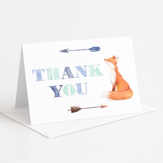 Boho Fox Verjaardag Sinaasappel en Blauw Bedankkaart