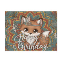 Boho Fox Verjaardagskaart