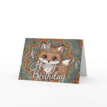 Boho Fox Verjaardagskaart
