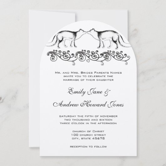  boho Fox Wedding Uitnodiging (Voorkant)