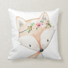 Boho Fox Woodland Baby Girl Nursery Floral Pillow Kussen
