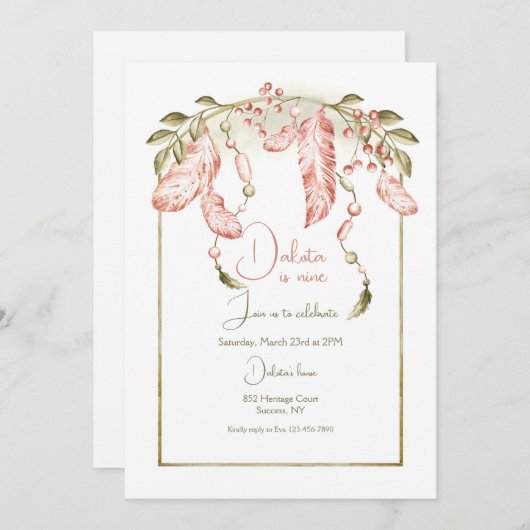 Boho Frame Anniversaire Invitation (Devant / Derrière)