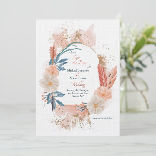 Boho Frame Enregistrer La Carte Date (Debout devant)