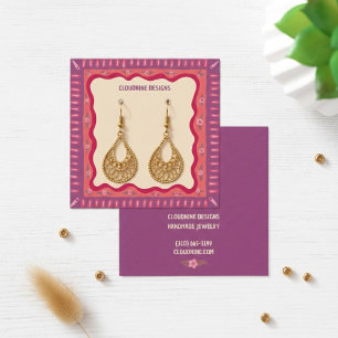 Boho Frame Oorbel Hanger Sieraden Displaykaart Vierkante Visitekaartjes