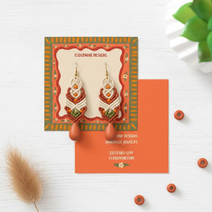 Boho Frame Oorbel Hanger Sieraden Displaykaart Vierkante Visitekaartjes