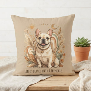 Boho Franse Bulldog Zon en Maan Kussen