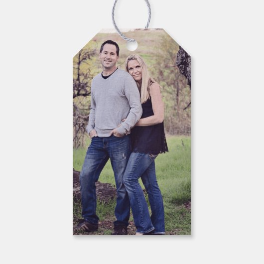 Boho French KerstrenDER Joyeaux Noel Foto Cadeaulabel (Achterkant)