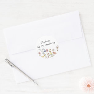 Boho Fresh Wilde Bloemen Baby Shower Ronde Sticker