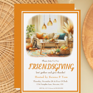 Boho Friendsgiving Thanksgiving Woonkamer Kaart