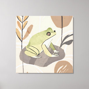 Boho Frog Lotus Leaf Botanische kunststijl Simple Canvas Afdruk