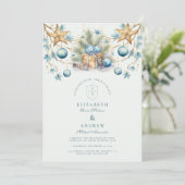Boho Frosted Blue Pine Wedding Kaart (Staand voorkant)