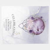 BOHO Full Moon Amethyst Waterverf Celestial Fleece Deken (Voorkant (Horizontaal))